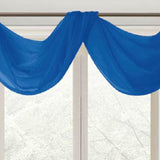 Celine Sheer 55 x 216 in. Sheer Curtain Scarf Valance Navy Blue