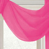 Celine Sheer 55 x 216 in. Sheer Curtain Scarf Valance Neon Pink
