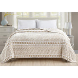 Plazatex Tala Printed Luxurious Ultra Soft Lightweight Bed Blanket Beige