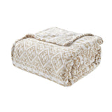 Plazatex Tala Printed Luxurious Ultra Soft Lightweight Bed Blanket Beige