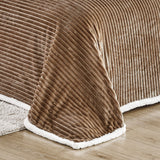 Plazatex Soft Plush Corduroy Sherpa Lined Oversized All Season Comfort for Bedroom or Lounging Blankets - Grey