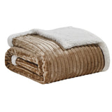 Plazatex Soft Plush Corduroy Sherpa Lined Oversized All Season Comfort for Bedroom or Lounging Blankets - Grey