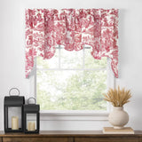 Ellis Curtain Victoria Park Toile High Quality Classic Print Swag Lined Empress Window Valance - 2-Piece - 70 x28", Red