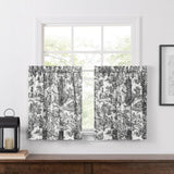 Ellis Curtain Victoria Park Toile High Quality 2-Piece Window Rod Pocket Pair Set With 2 Tiers - 68"x24" in Black Color