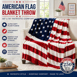 Plazatex America 250 100% Polyester Micro Plush American Flag Style Throw Blanket 50" x 70" Red